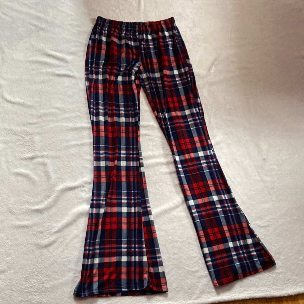 Plaid Pattern Flare Bottoms - Picture 6 of 6